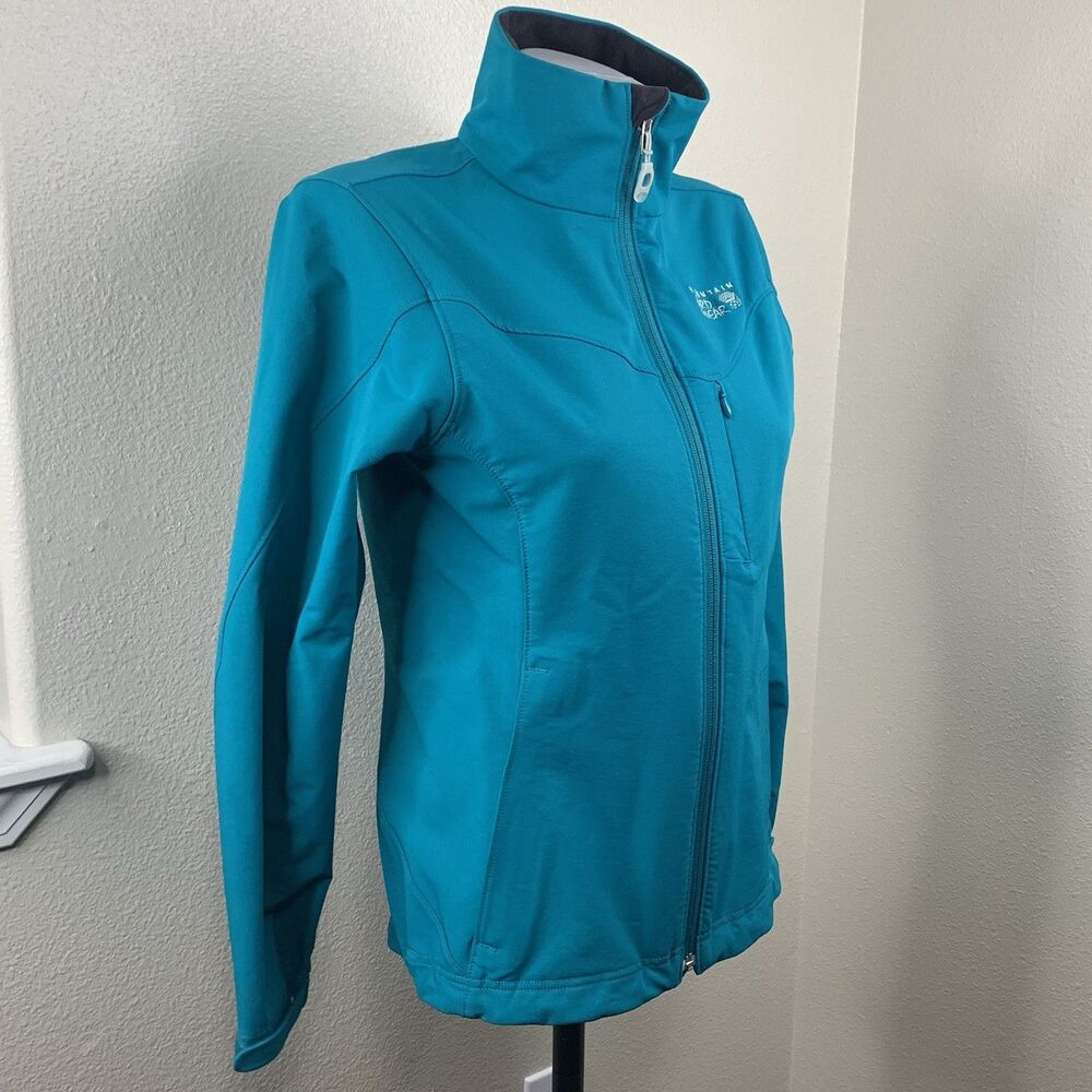 Mountain Hardwear Women's Sz S Offwidth Softshell Jacket TufStretch Teal Blue